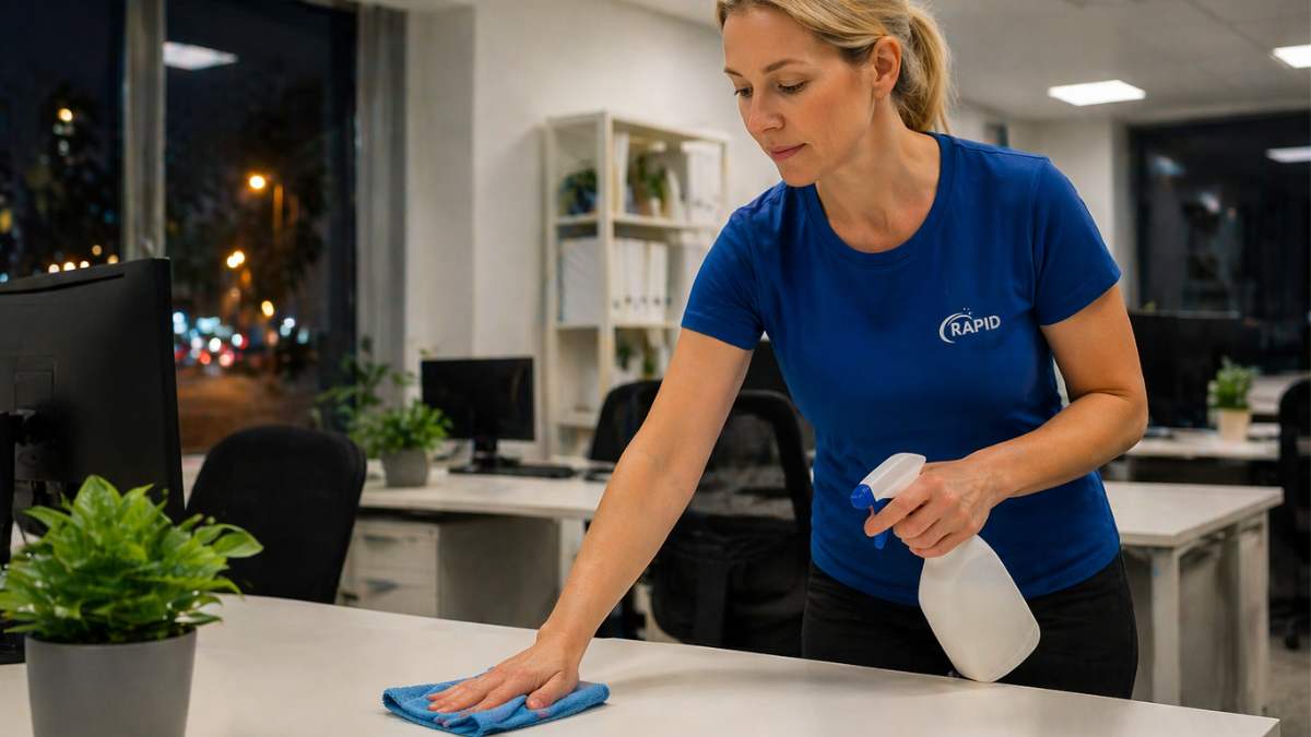 Takarító cég Budapest irodatakarítás éjszaka irodai asztalok tisztítása professzionális céges takarítás