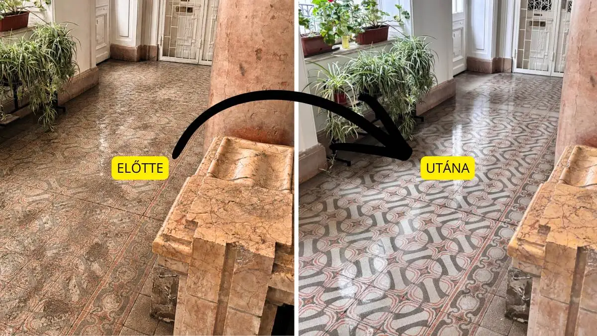 Társasház takarítás előtte-utána referencia Budapest – professzionális közös terület tisztítás